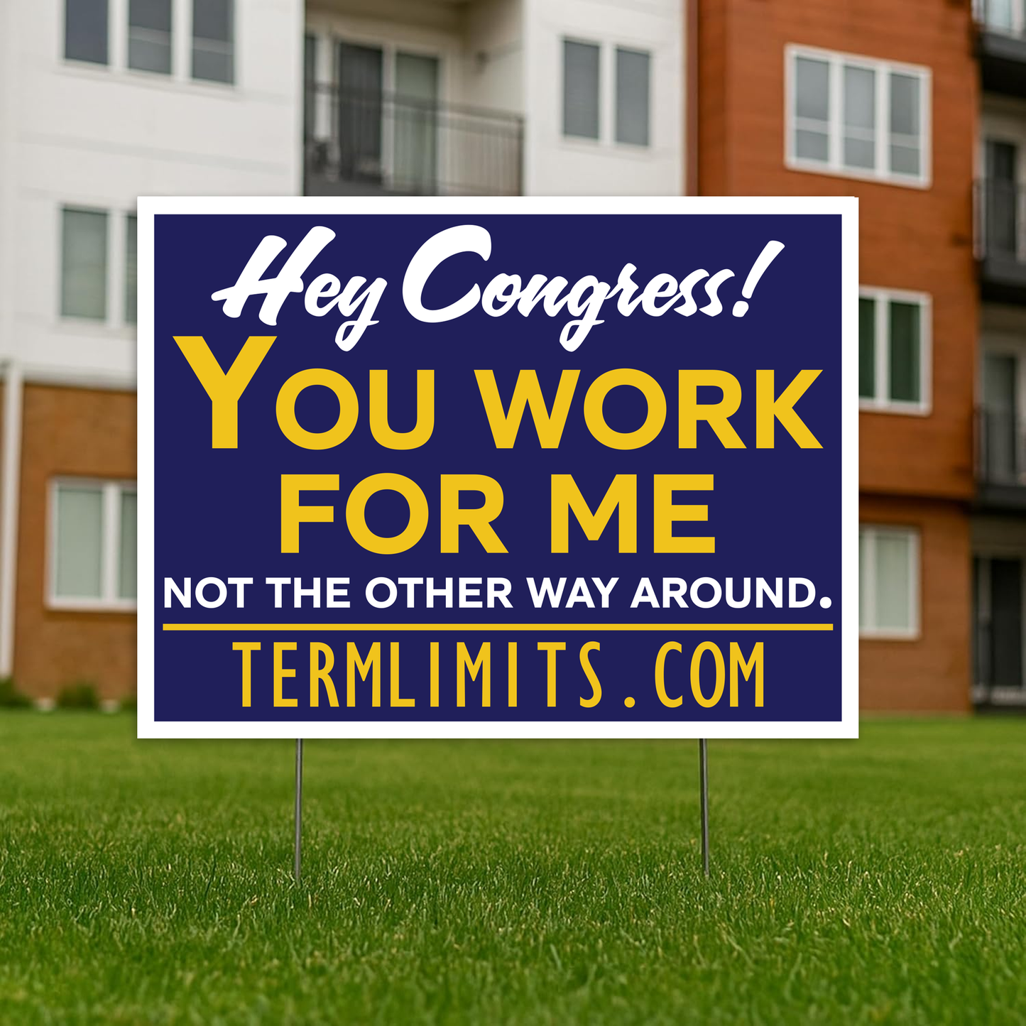 US Term Limits Yard Sign with Stakes | 18x24-Inches | Hey Congress