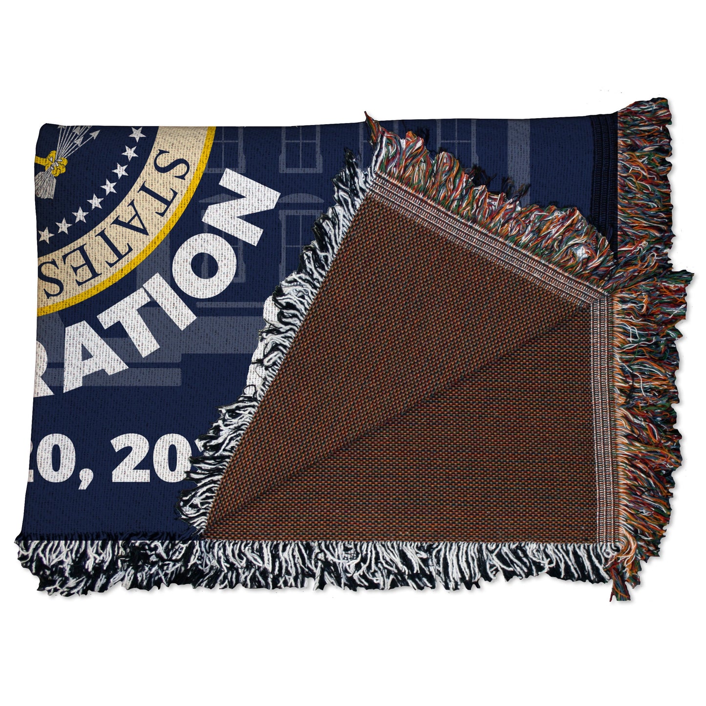 Donald Trump & JD Vance Inauguration Woven Throw Blanket – 35" x 54" Soft Polyester with Fringe