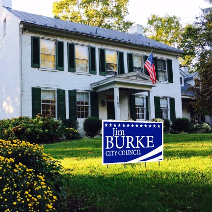 A custom campaign yard sign