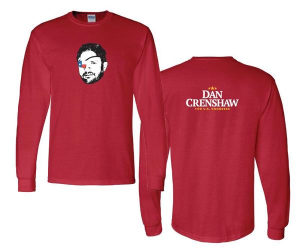 Red Dan Crenshaw Face Graphic Long Sleeve Shirt