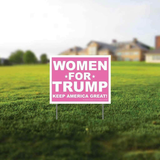 Women for Trump 2024 Gift Pack - 11"x14" Yard Sign w/stakes, Decal & Can Cooler - FREE SHIPPING