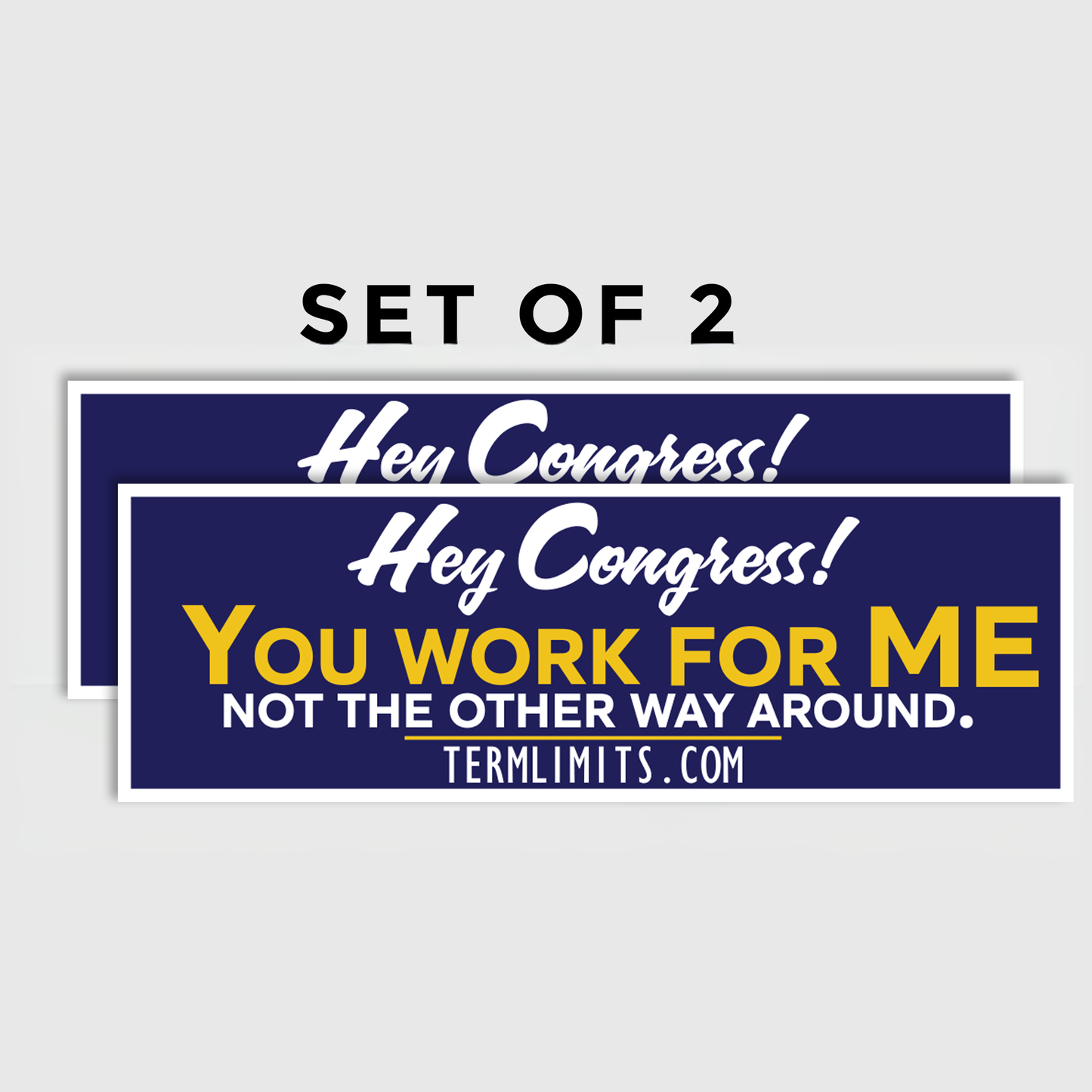 US Term Limits Bumper Sticker or Bumper Magnet | Set of 2 |  3x9 Inches | Hey Congress