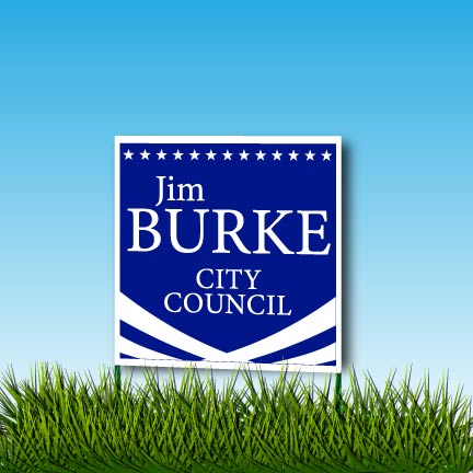 A campaign yard sign
