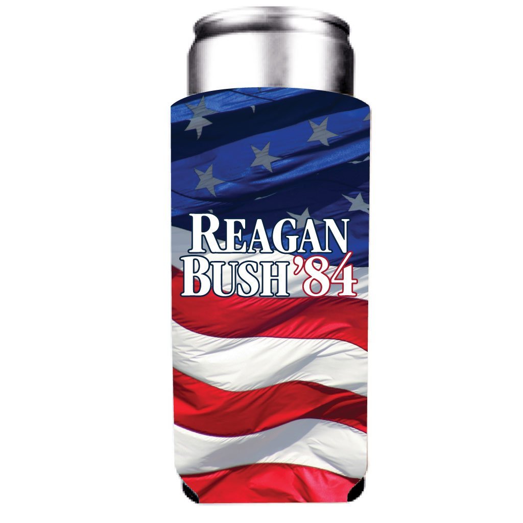 reagan bush 1984 slim koozie